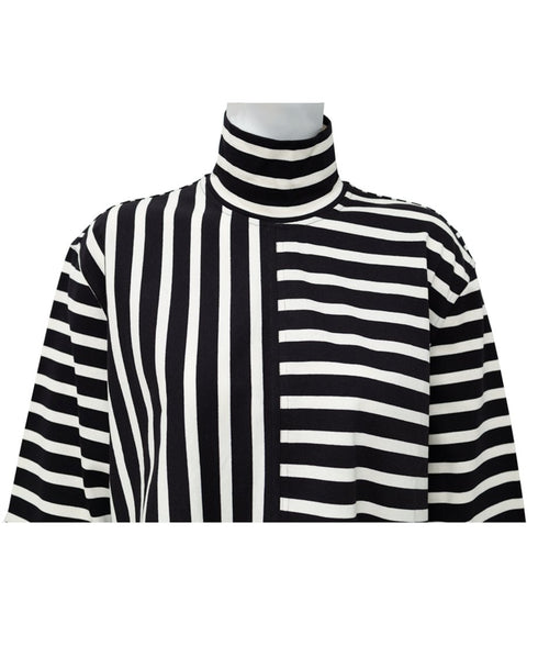 Striped Turtle-neck Top